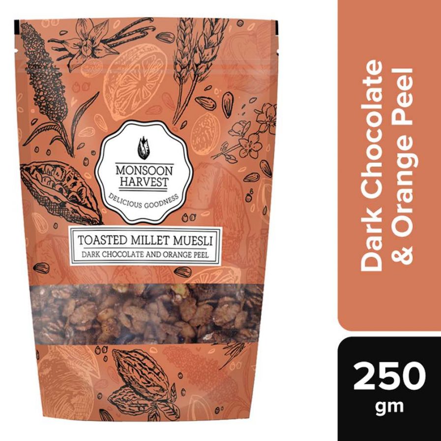 Monsoon Harvest Toasted Millet Muesli Dark Chocolate and Orange Peel (250gm)