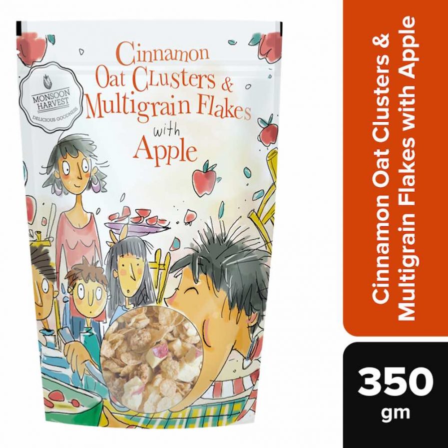 Monsoon Harvest Cinnamon Oat Clusters & Multigrain Flakes with Apple (350gm)