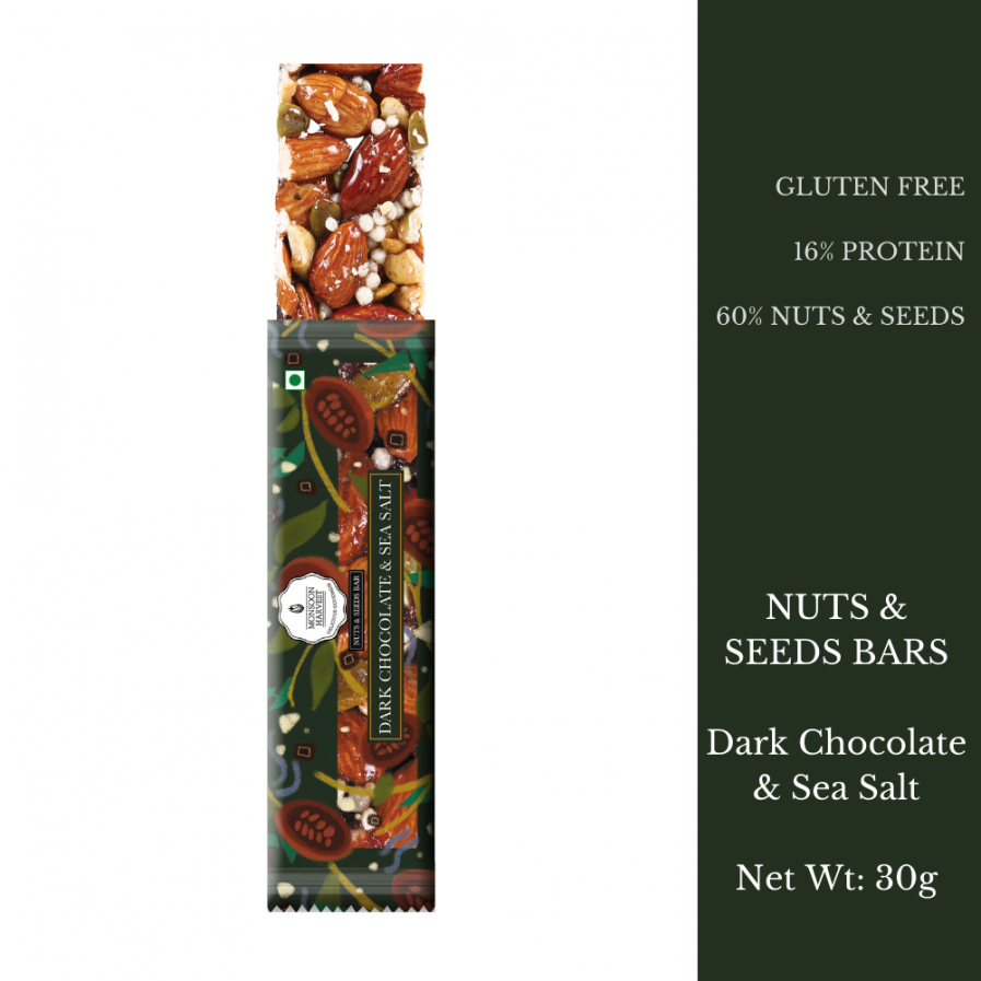 Monsoon Harvest Nuts & Seeds Bars - Dark Chocolate & Sea Salt (Pack of 6)