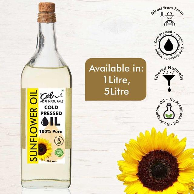 Adri Naturals Sunflower Oil (Cold Pressed, 100% Pure & Natural) (1 L)