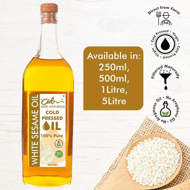 Adri Naturals White Sesame Oil (Cold Pressed, 100% Pure and Natural) 1L