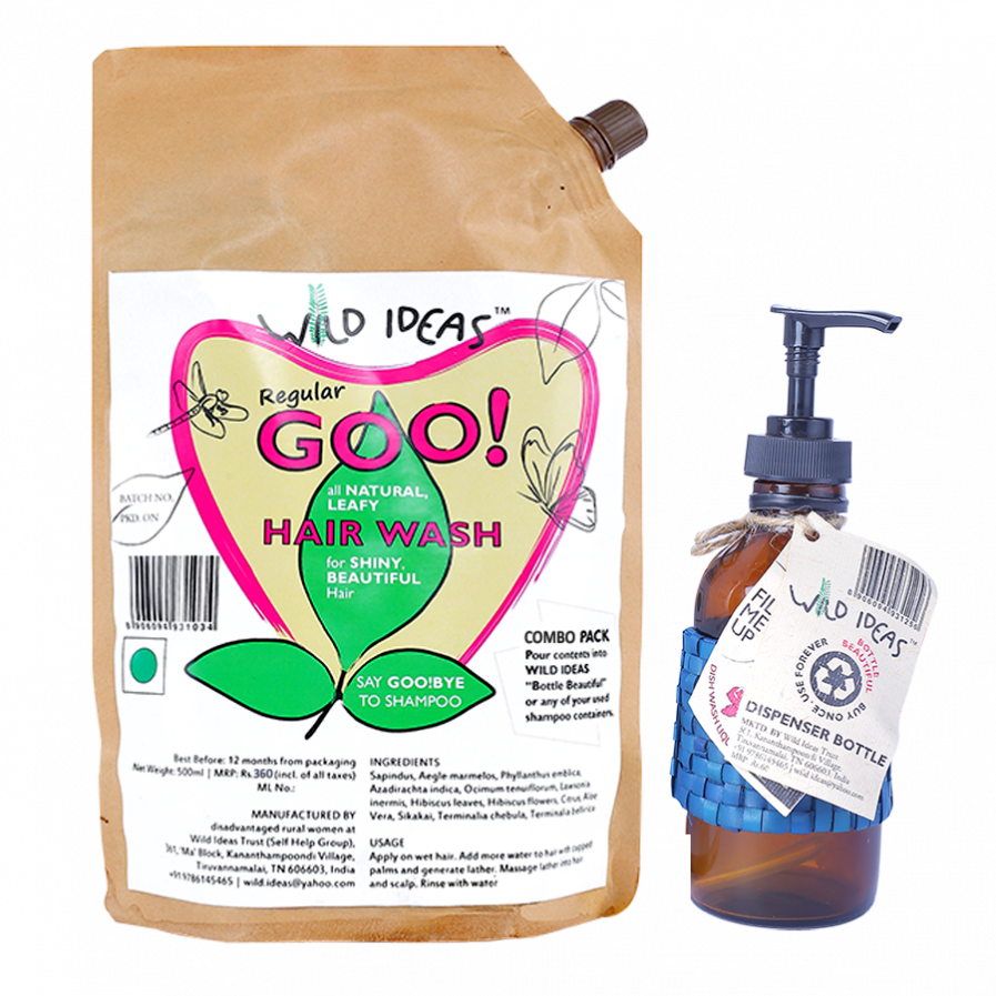 Wild Ideas "Regular Goo!" All Natural Leafy Hair Wash - Combo Pack (500ml)