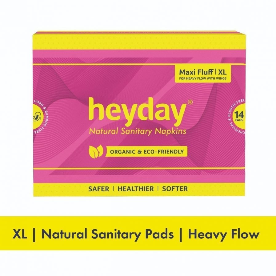 HEYDAY Organic Maxi Fluff Sanitary Pads XL (Pack of 14)