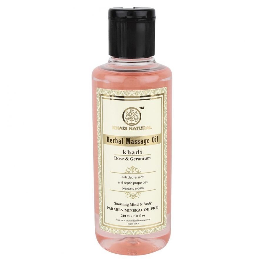 Khadi Rose & Geranium Soothing Mind & Body Herbal Massage Oil (210ml)