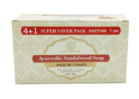 Khadi Ayurvedic Sandalwood Soap Super Saver Pack 4+1 (125gm each) (Pack of 5)