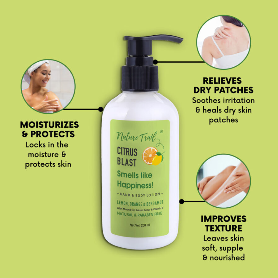 Nature Trail Citrus Blast Hand and Body Lotion (Natural Organic and Paraben-Free) (200ml)
