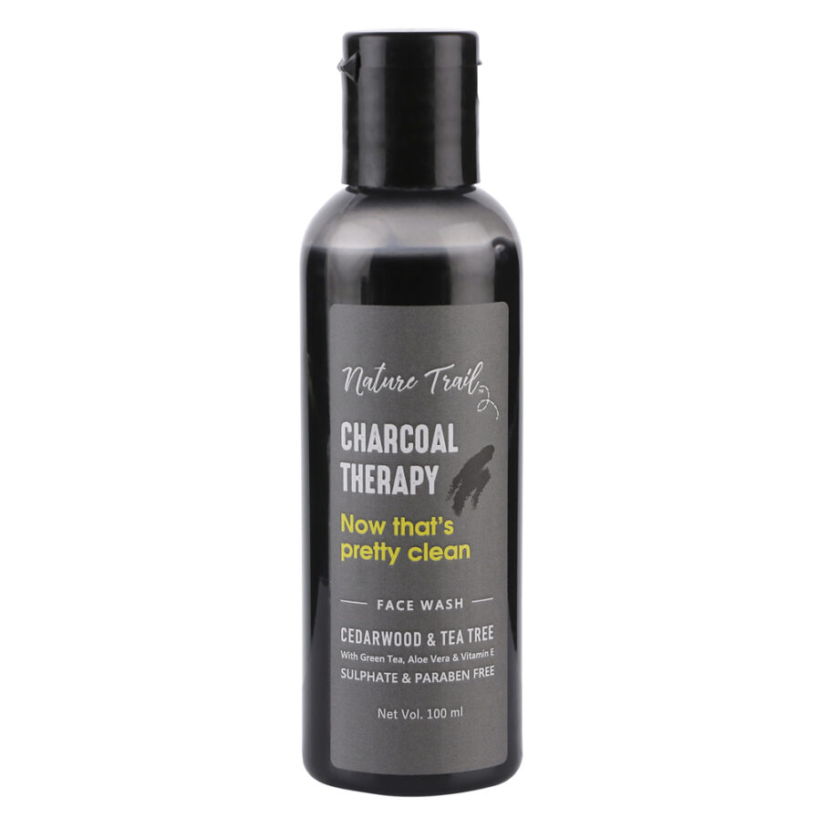 Nature Trail Charcoal Therapy Organic Face Wash for Acne & Oily Skin - Sulphate & Paraben Free (100ml)