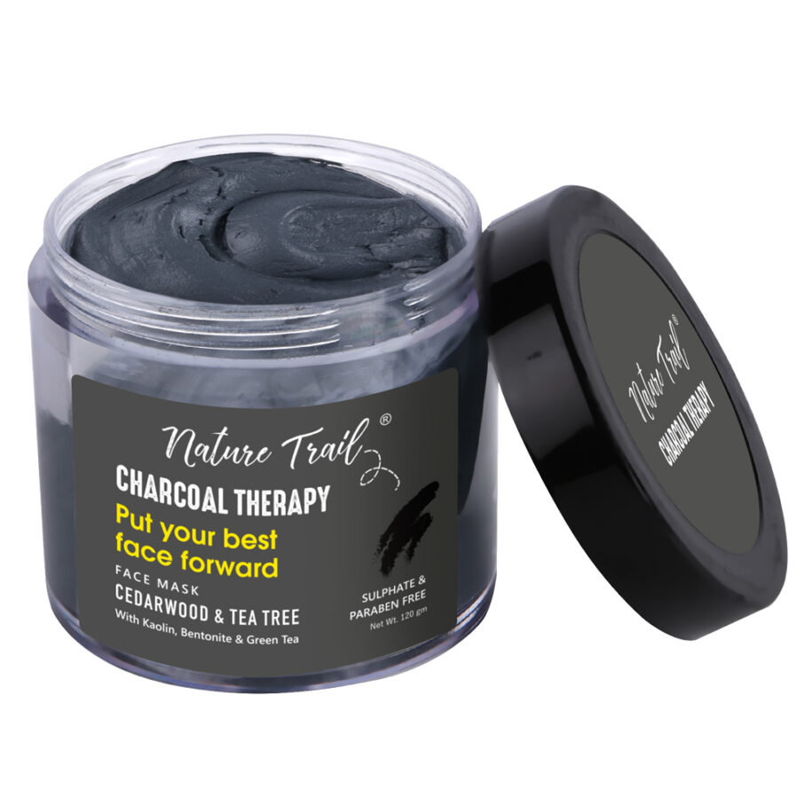 Nature Trail Charcoal Therapy Face Mask for Detox & Brightening with Kaolin & Bentonite Clay (100gm)