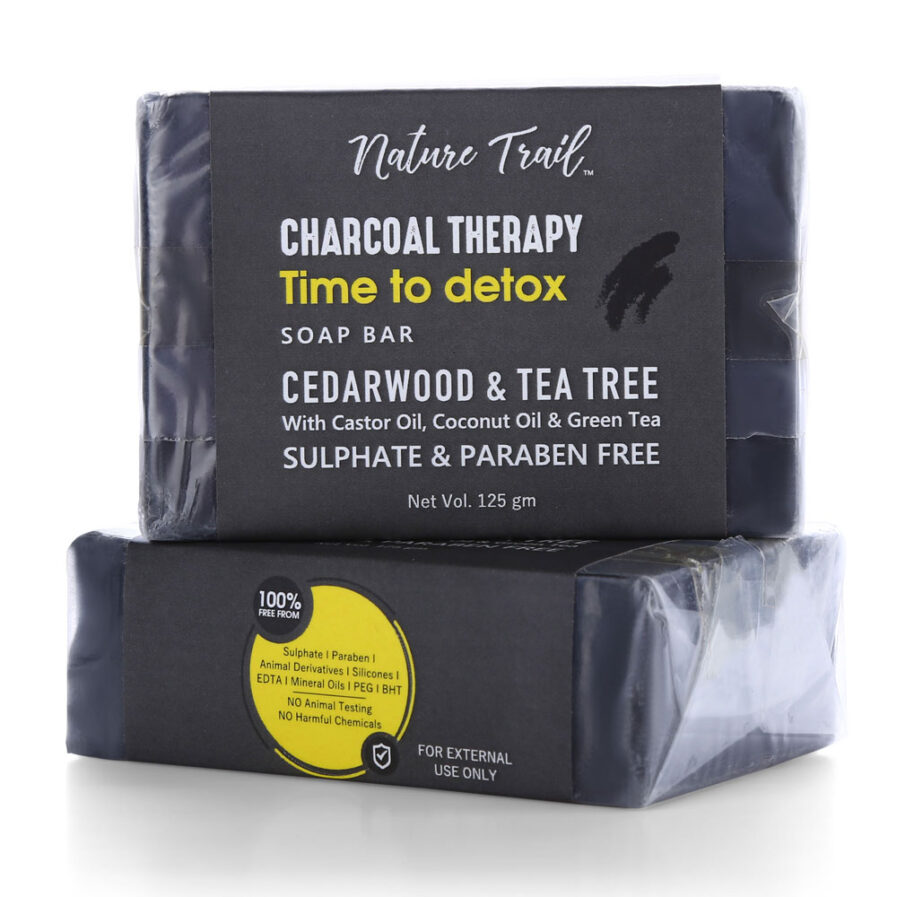 Nature Trail Charcoal Therapy Organic Soap Bar Combo - Sulphate & Paraben Free (Pack of 2) (125gm each)