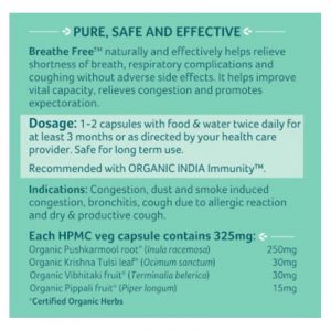 Organic India Breathe Free Capsules - Respiratory & Congestion Relief
