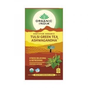 Organic India Tulsi Green Tea Ashwagandha - Stress Relieving & Refreshing