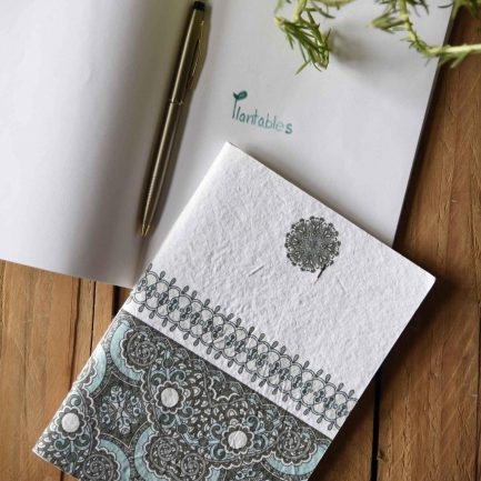 Blue Indian Motif Seed Paper Cover Notebook