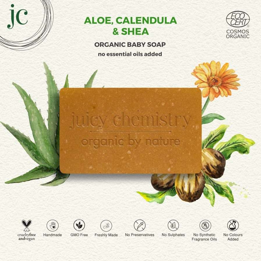 Juicy Chemistry - Organic Aloe, Calendula & Shea - Organic Baby Soap (90gm)