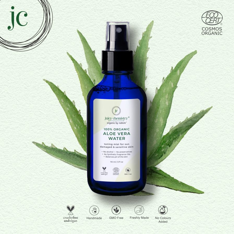 Juicy Chemistry - Aloe Vera Hydrating Facial Toning Mist - Treats Sun Damaged & Sensitive Skin (110ml)