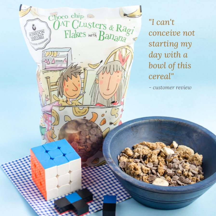 Monsoon Harvest Breakfast Cereal - Choco Chip Oat Clusters & Ragi Flakes With Banana - (1 KG)