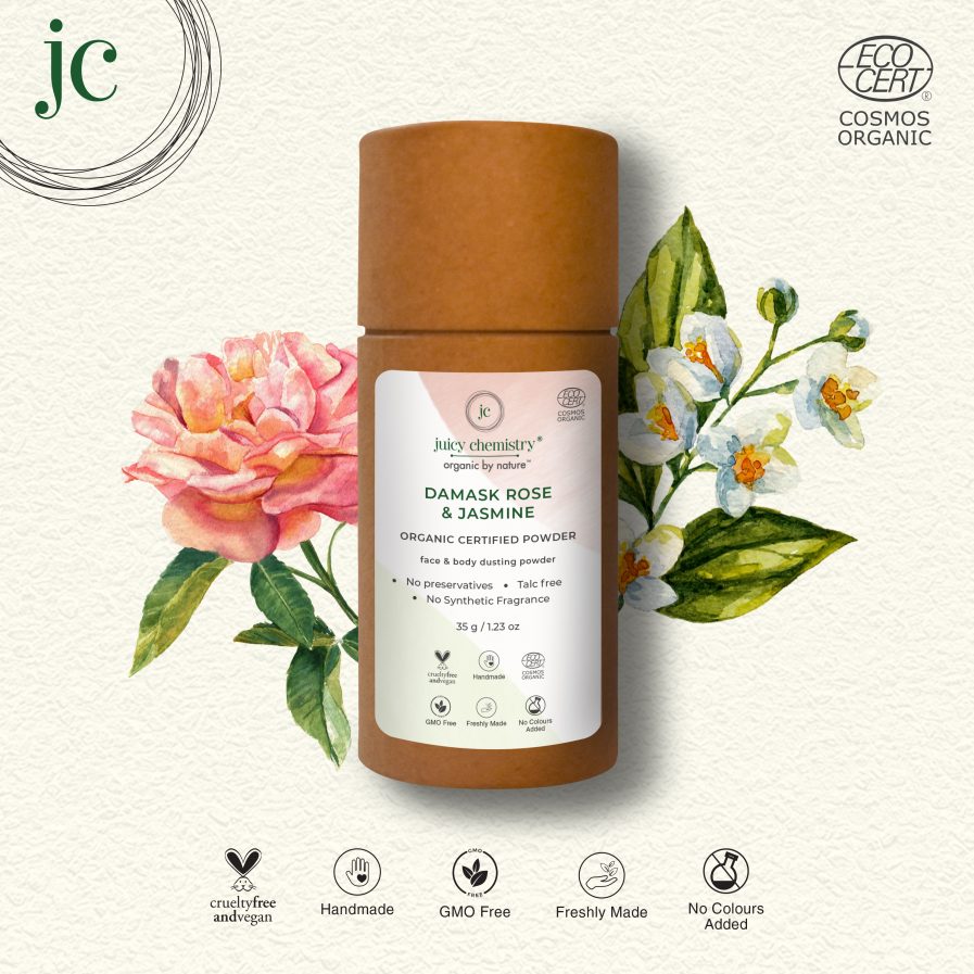 Juicy Chemistry - Organic Damask Rose & Jasmine Powder -Face & Body Dusting Powder (35gm)