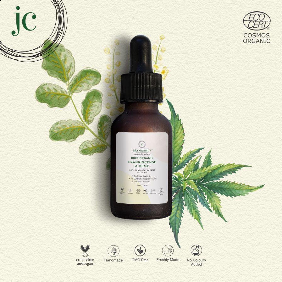 Juicy Chemistry - 100% Organic Frankincense & Hemp Facial Oil - Acne & Blemish Control (30ml)