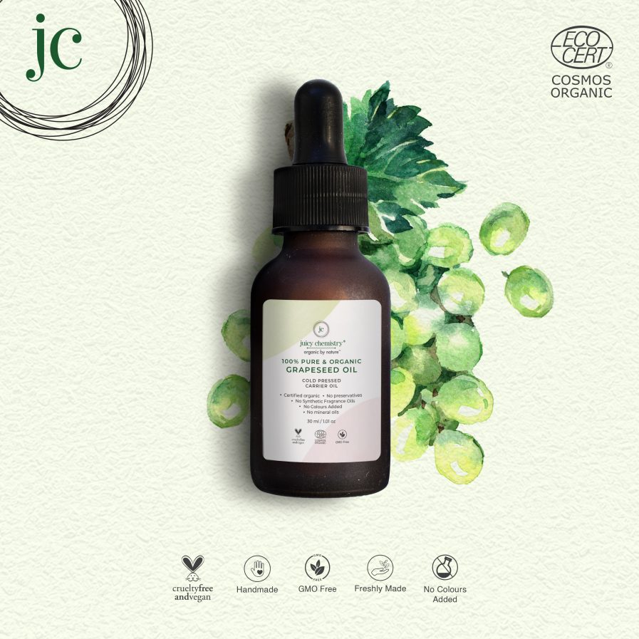 Juicy Chemistry - 100% Organic Grape Seed Cold Pressed Carrier Oil (30ml)