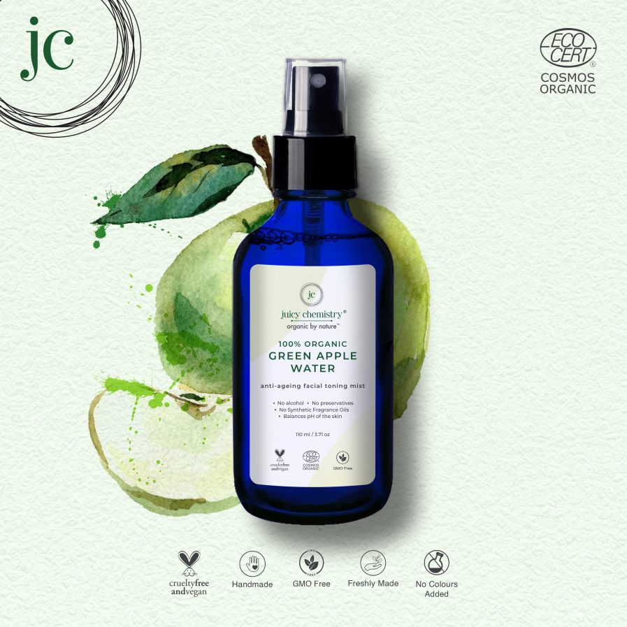 Juicy Chemistry - 100% Organic Green Apple Water - Toning Mist - For Anti-Ageing (110ml)