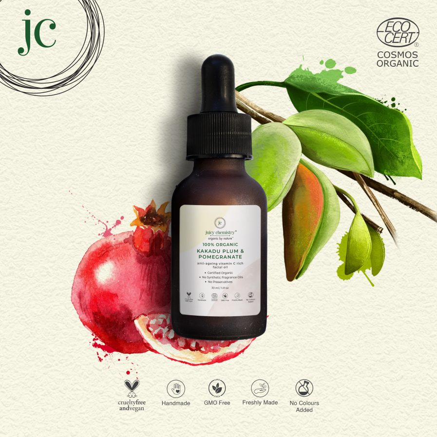 Juicy Chemistry - 100% Organic Kakadu Plum & Pomegranate - Anti-Ageing Vitamin C Rich Facial Oil (30ml)