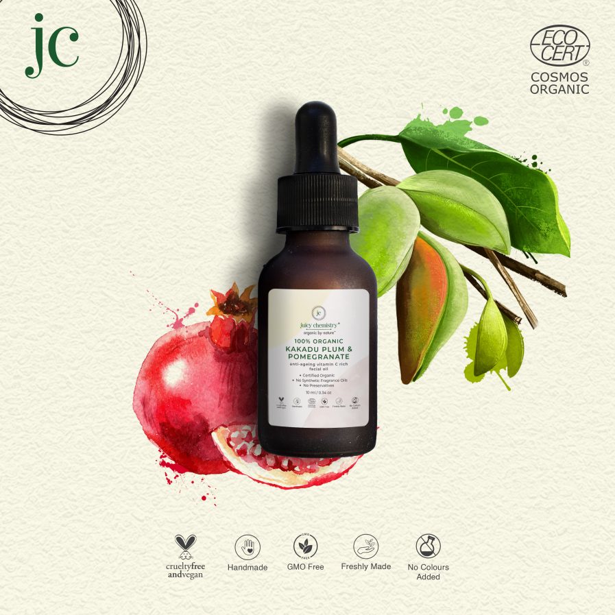 Juicy Chemistry - 100% Organic Kakadu Plum & Pomegranate Facial Oil - Anti-Ageing Vitamin C Rich (10ml)