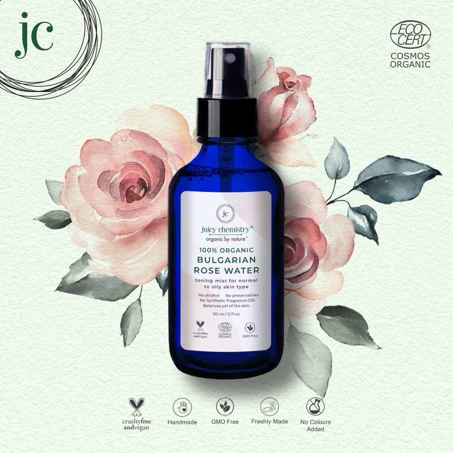 Juicy Chemistry - 100% Organic Bulgarian Rose Water Toning Mist - For Normal To Oily Skin (110ml)