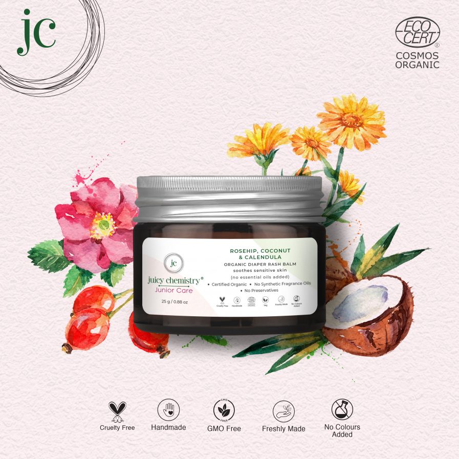 Juicy Chemistry - Organic Rosehip, Coconut & Calendula Rash Balm (25gm)