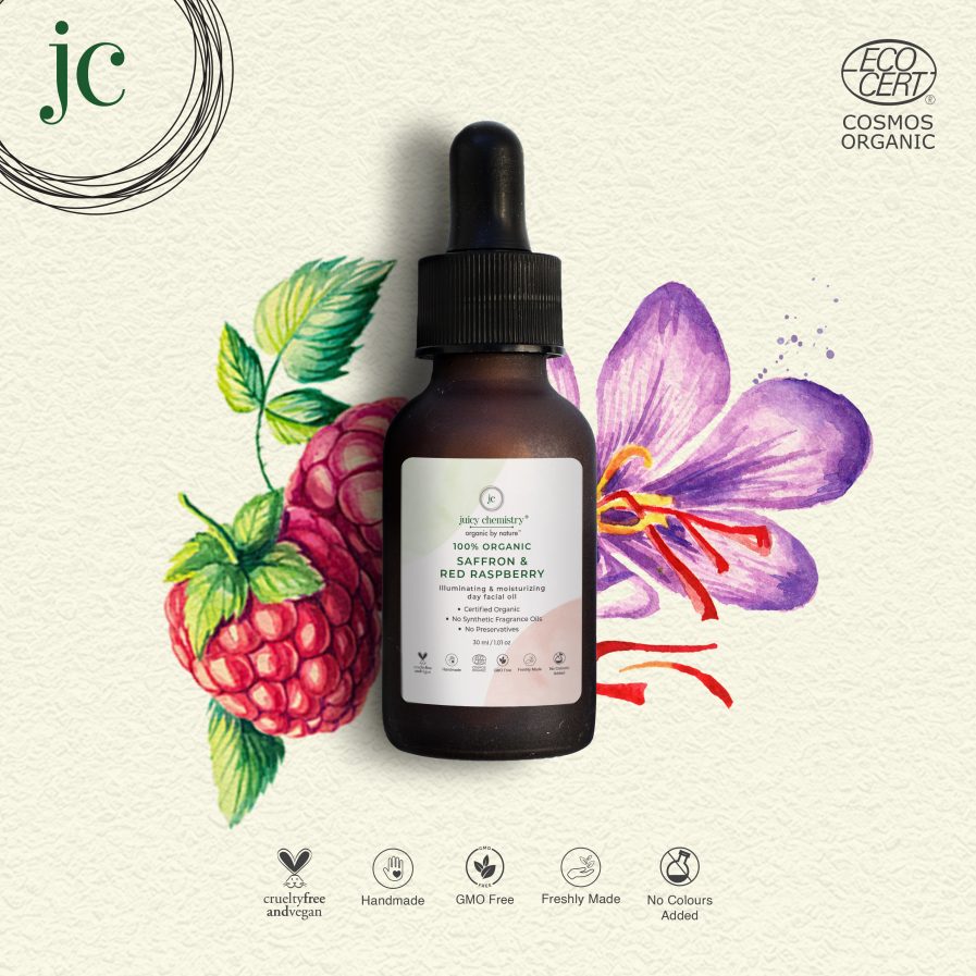 Juicy Chemistry - Organic Saffron & Red Raspberry Day Facial Oil - Illuminating & Moisturizing Oil (30ml)