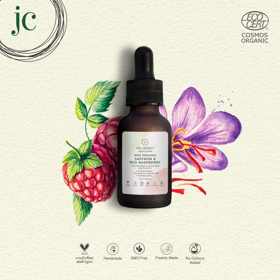 Juicy Chemistry - Organic Saffron & Red Raspberry Day Facial Oil - Illuminating & Moisturizing Oil (10ml)