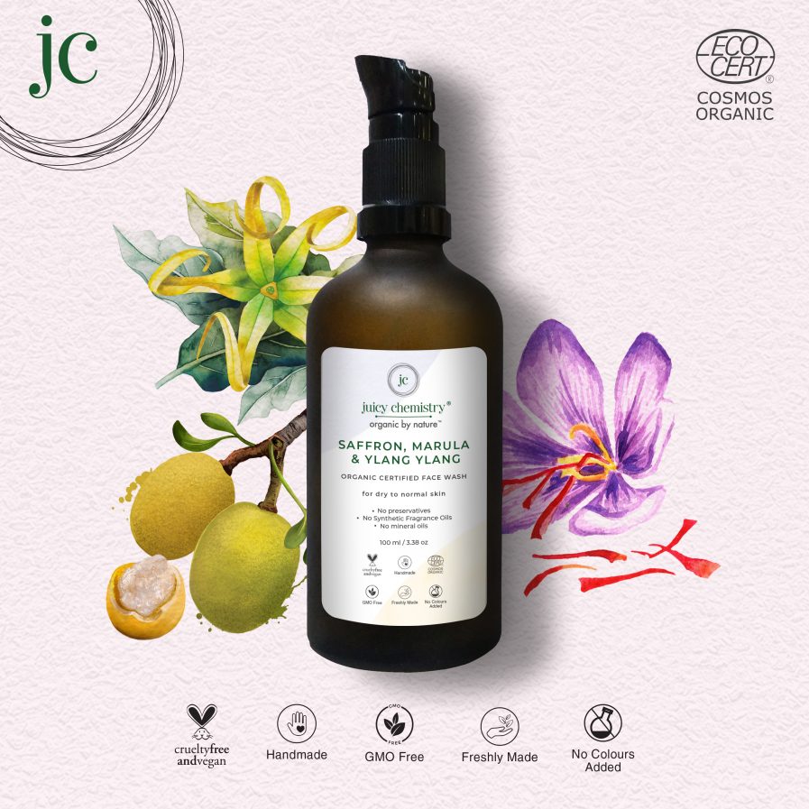 Juicy Chemistry - Organic Saffron, Marula & Ylang Ylang Face Wash - For Dull & Mature Skin (100ml)