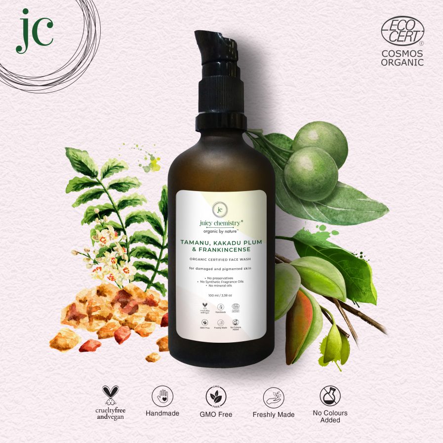 Juicy Chemistry - Organic Tamanu, Kakadu Plum & Frankincense Face Wash -For Damaged & Pigmented Skin (100ml)