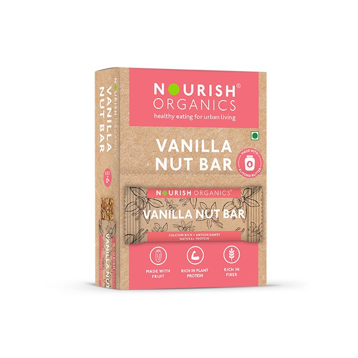 Nourish Organics - Vanilla Nut Bar (Pack of 6) (180gm)