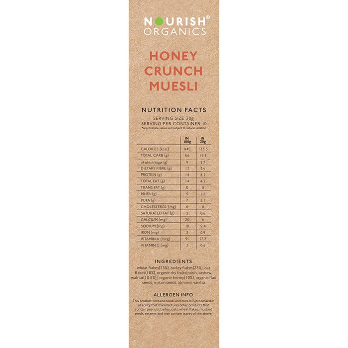 Nourish Organics - Honey Crunch Muesli (300gm)