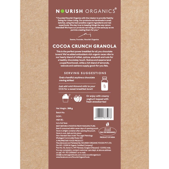 Nourish Organics - Cocoa Crunch Granola (300gm)