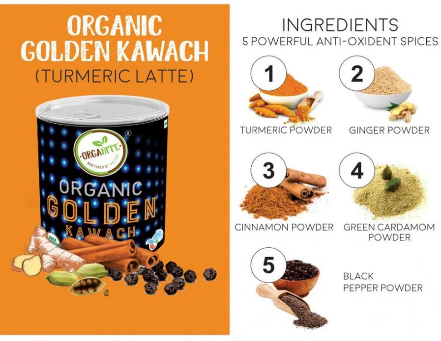 ORGABITE Organic - Golden Kawach Tumeric Latte - Immunity Booster and Antioxidant (150gm)