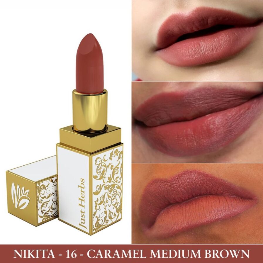 Just Herbs Nikita 16 Caramel Medium Brown Ayurvedic Lipstick