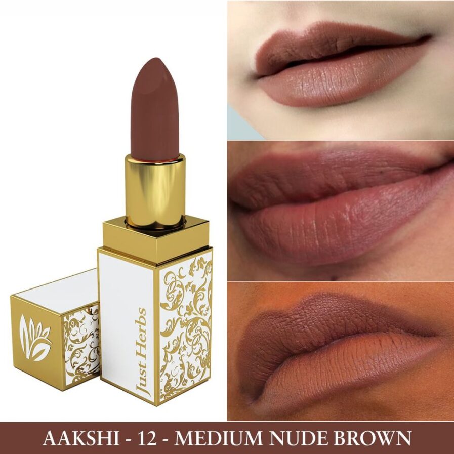 Just Herbs Aakshi 12 Medium Nude Brown Ayurvedic Lipstick