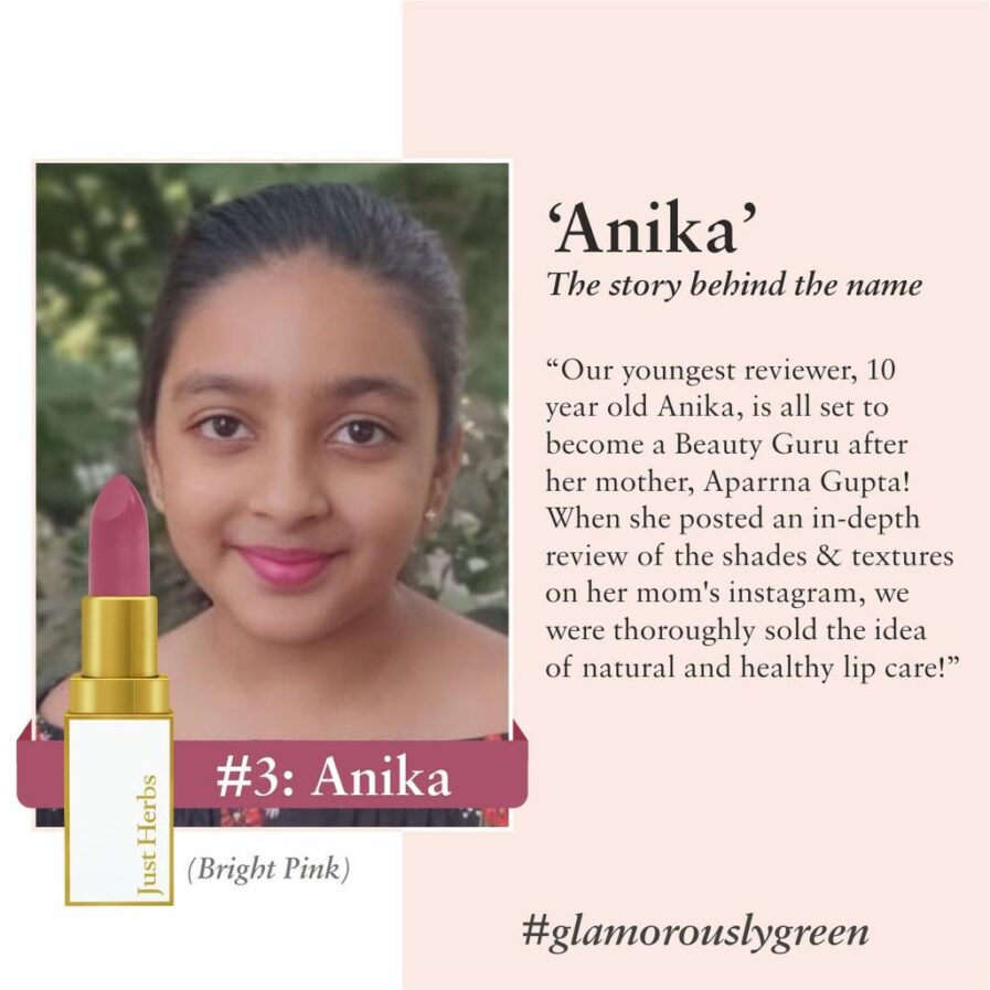 Just Herbs Anika 3 Bright Pink Ayurvedic Lipstick