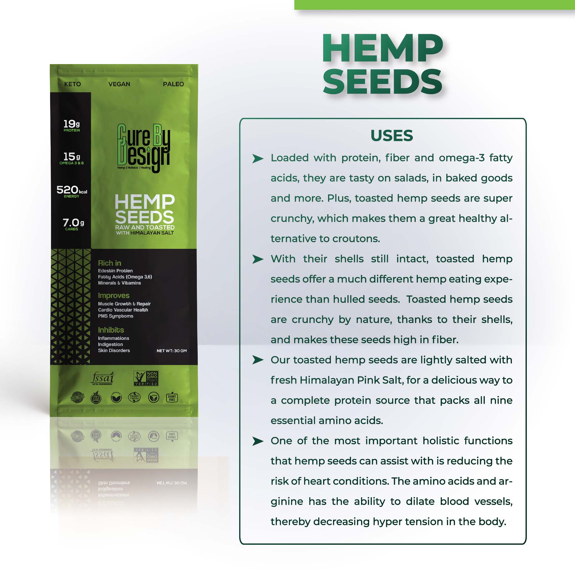 Cure By Design Hemp Seed Toasted with Himalayan Pink Salt