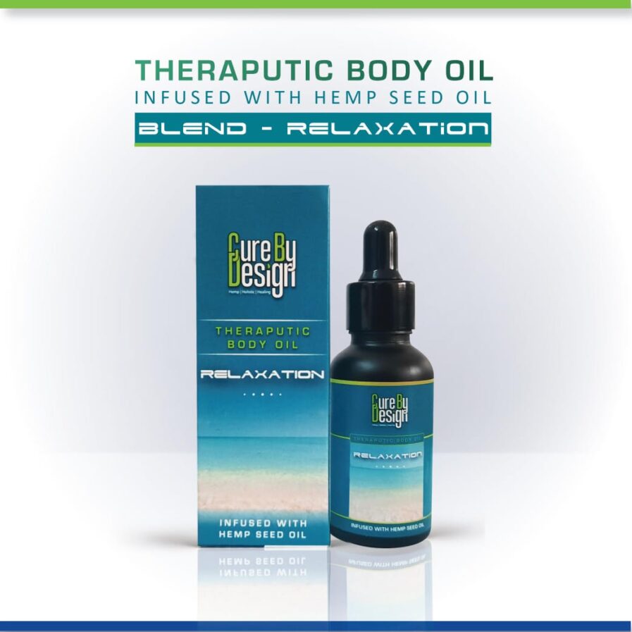 Cure By Design Theraputic Body Oil Infused with Hemp Seed Oil for Relaxation