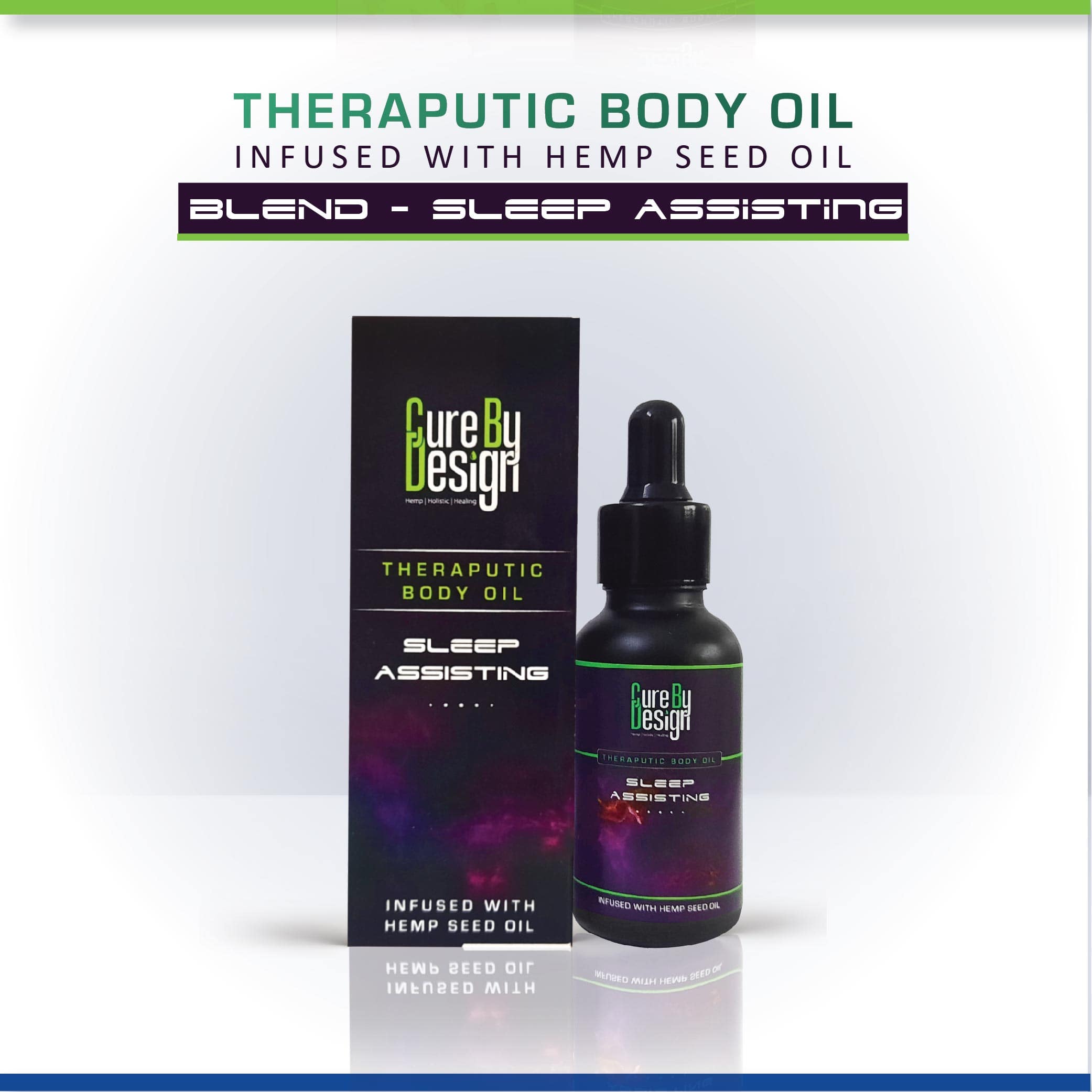 Cure By Design Theraputic Body Oil Infused with Hemp Seed Oil for Sleep Assisting