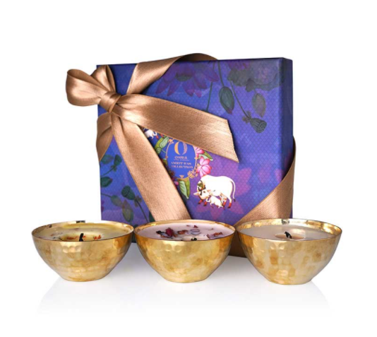Ohria Ayurveda Luxury Copper/Brass Diya Candles Gift Set