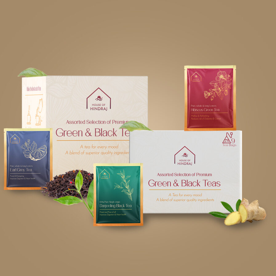 HINDRAJ Assorted Herbal Tea Bags Box - (18 Sachets)