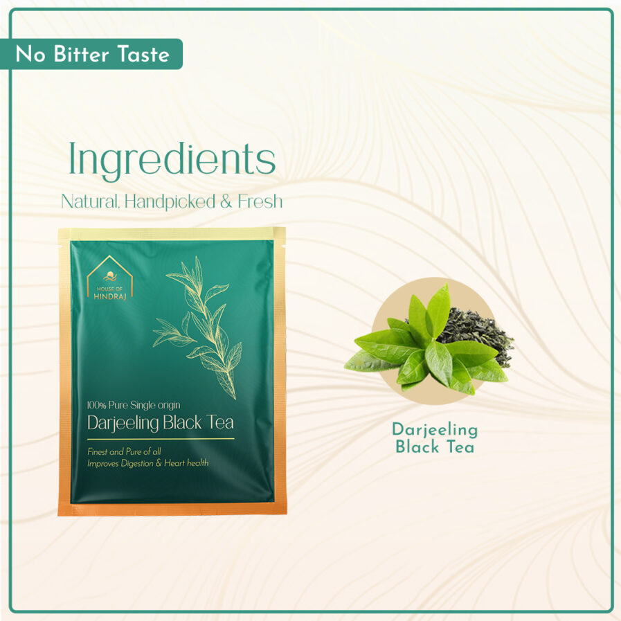 HINDRAJ Herbal Darjeeling Black Tea Bags - (1 box of 15 sachets)