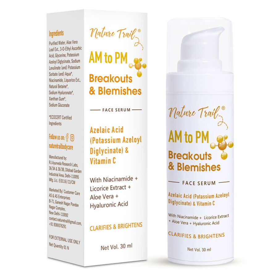 Nature Trail AM to PM Breakouts & Blemishes Face Serum with Azelaic Acid & Vitamin C (30ml)
