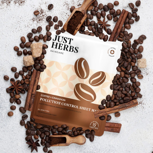 Just Herbs - Coffee Sheet Mask with Cinnamon For Pollution Control