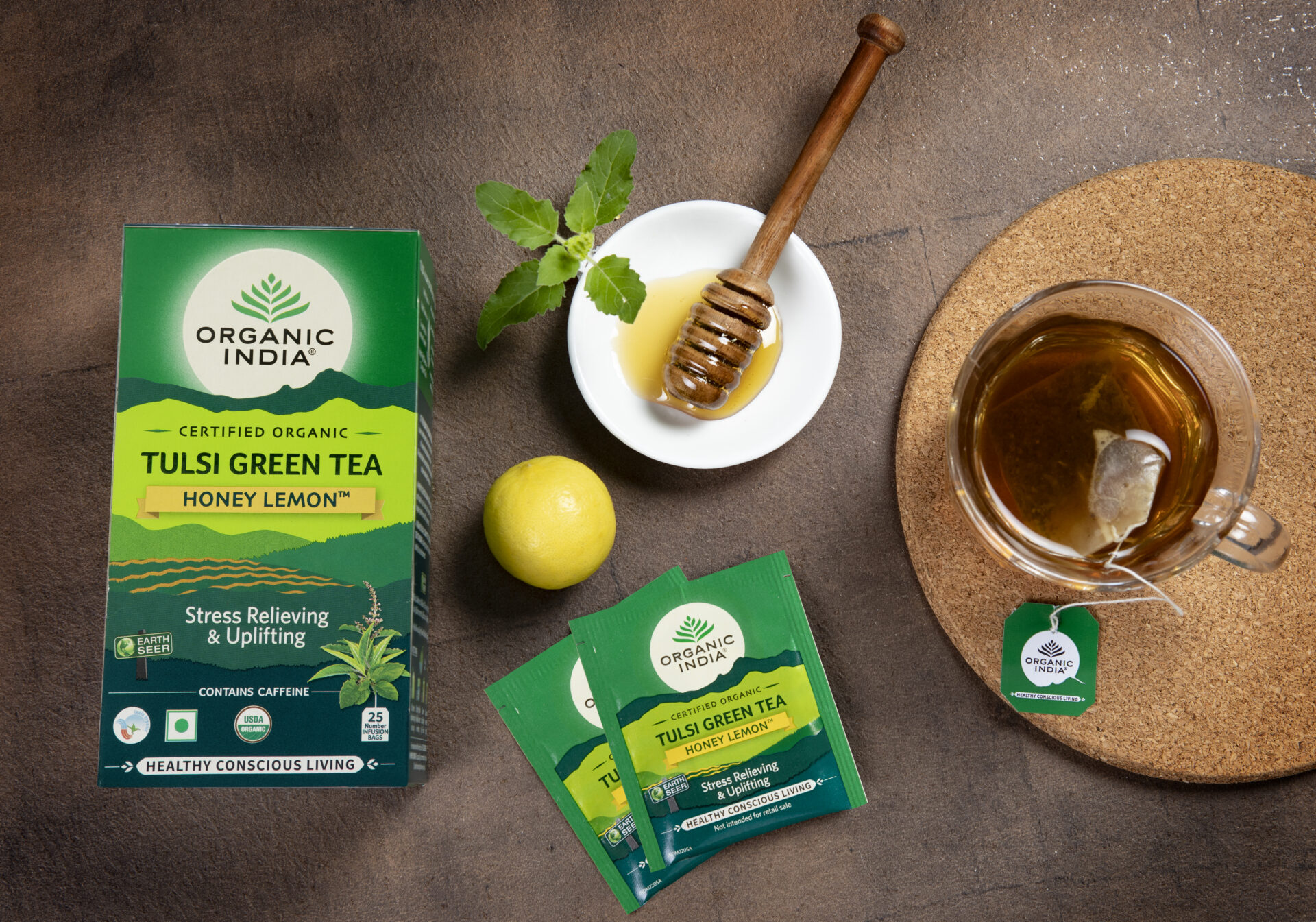 Organic India – Tulsi Green Tea Honey Lemon 25 Teabags