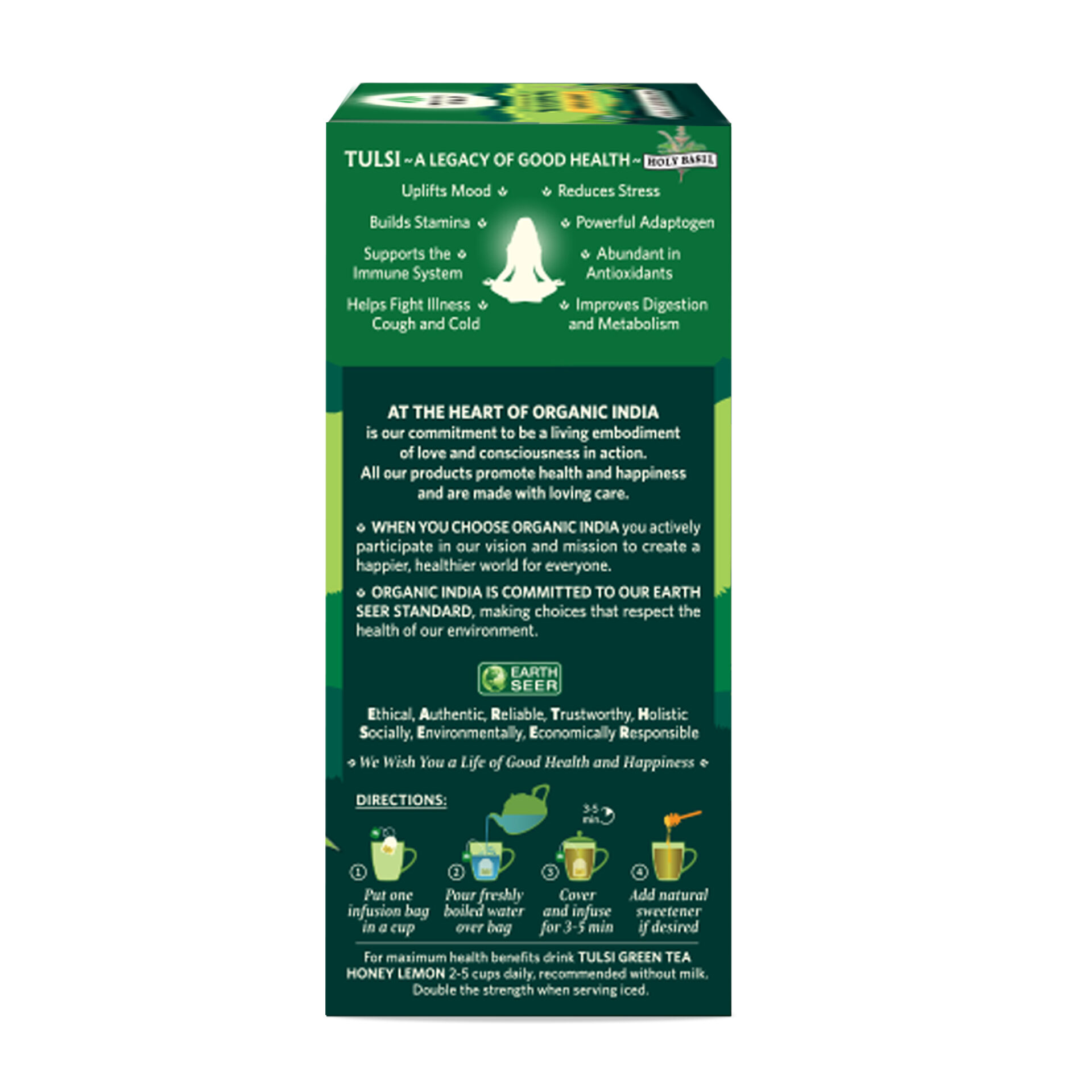 Organic India – Tulsi Green Tea Honey Lemon 25 Teabags